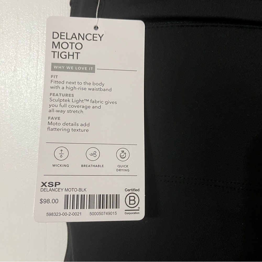 NWT ATHLETA Delancey Moto Tight BLACK - Picture 3 of 8
